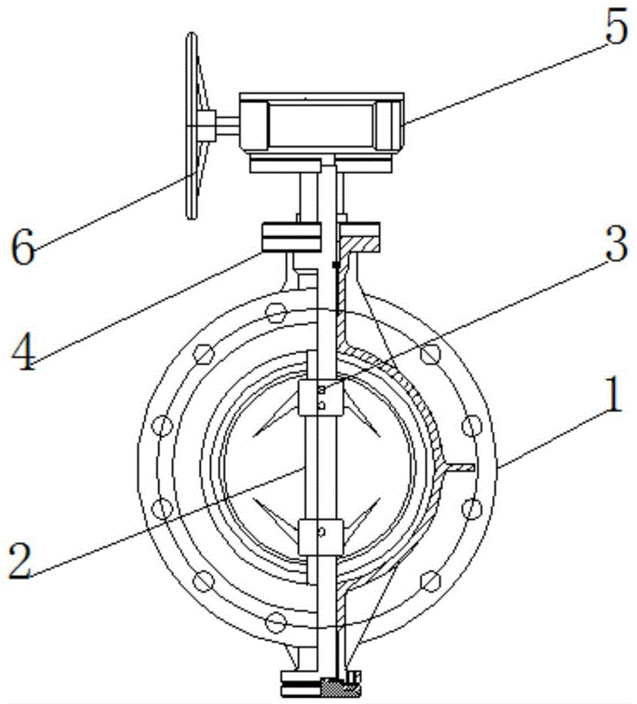 硬密封蝶阀的整体结构示意图